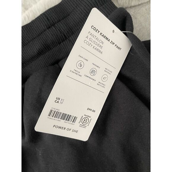 Athlete XS Cozy Karma Zip Pant, Black Soft Pants Joggers NWT Fleece Lining - Picture 8 of 13